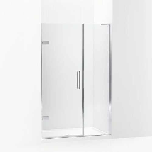 Kohler Frameless pivot shower door, 71-3/4" H x 46 - 46-3/4" W, with 3/8" thick Crystal Clear glass
