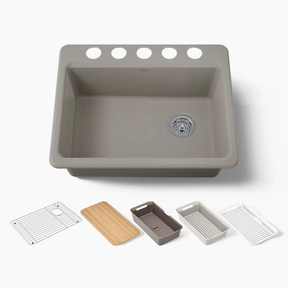 Kohler Riverby® 27" undermount single-bowl workstation kitchen sink