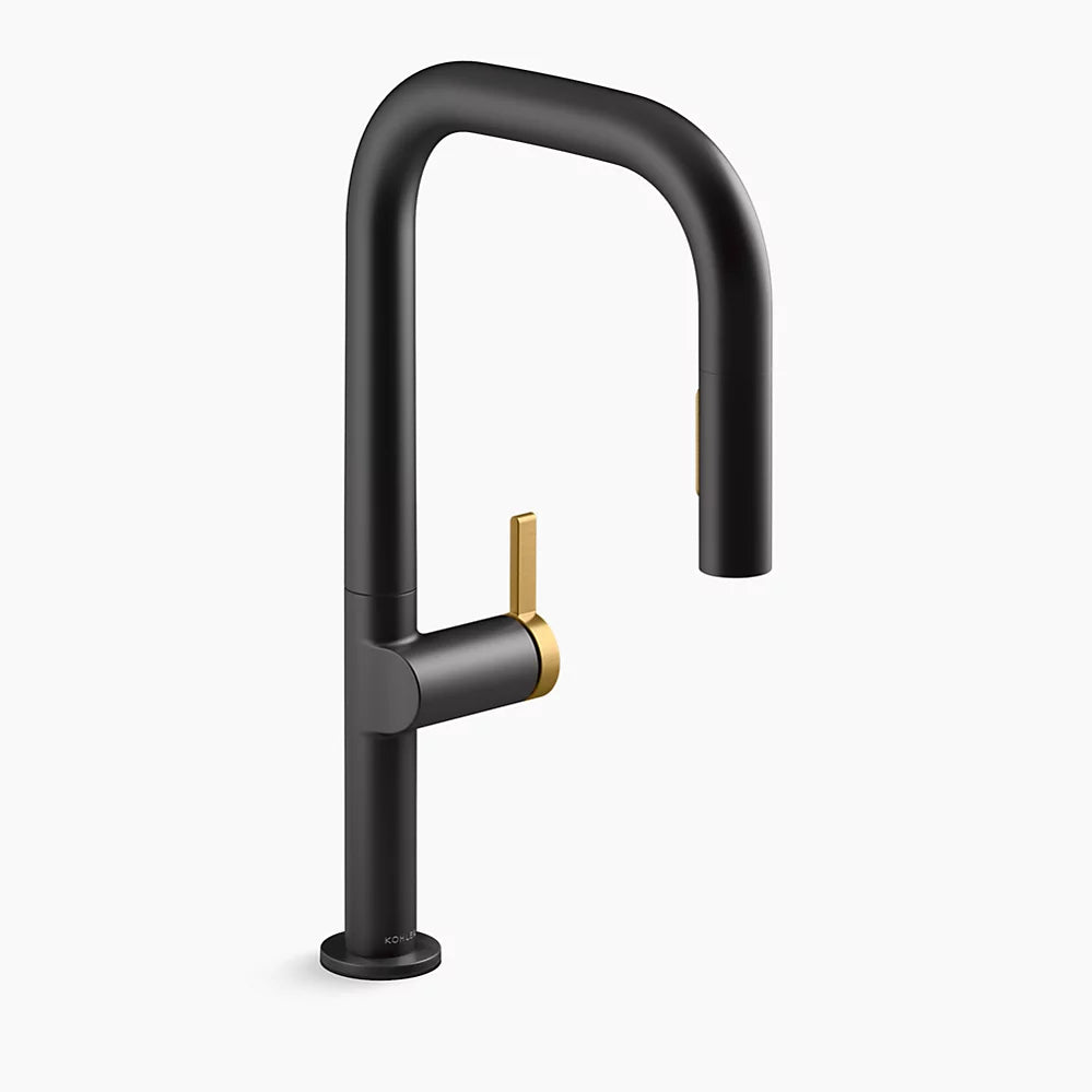 Kohler Touchless pull-down kitchen sink faucet with two-function sprayhead