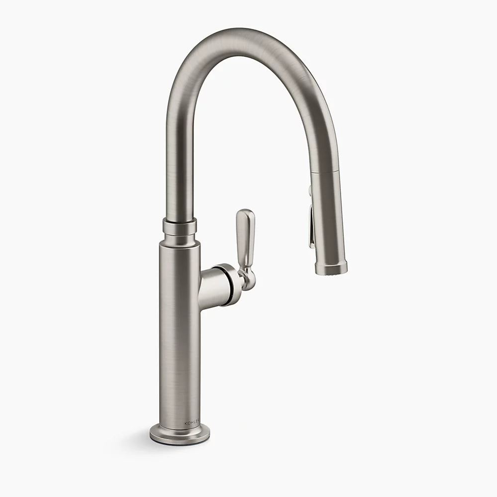Kohler Pull-down kitchen sink faucet with three-function sprayhead