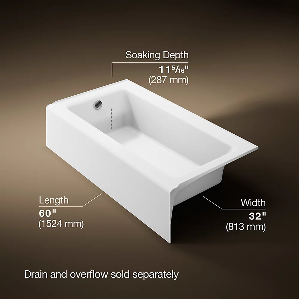 Kohler Bellwether® 60" x 32" alcove bath, left drain