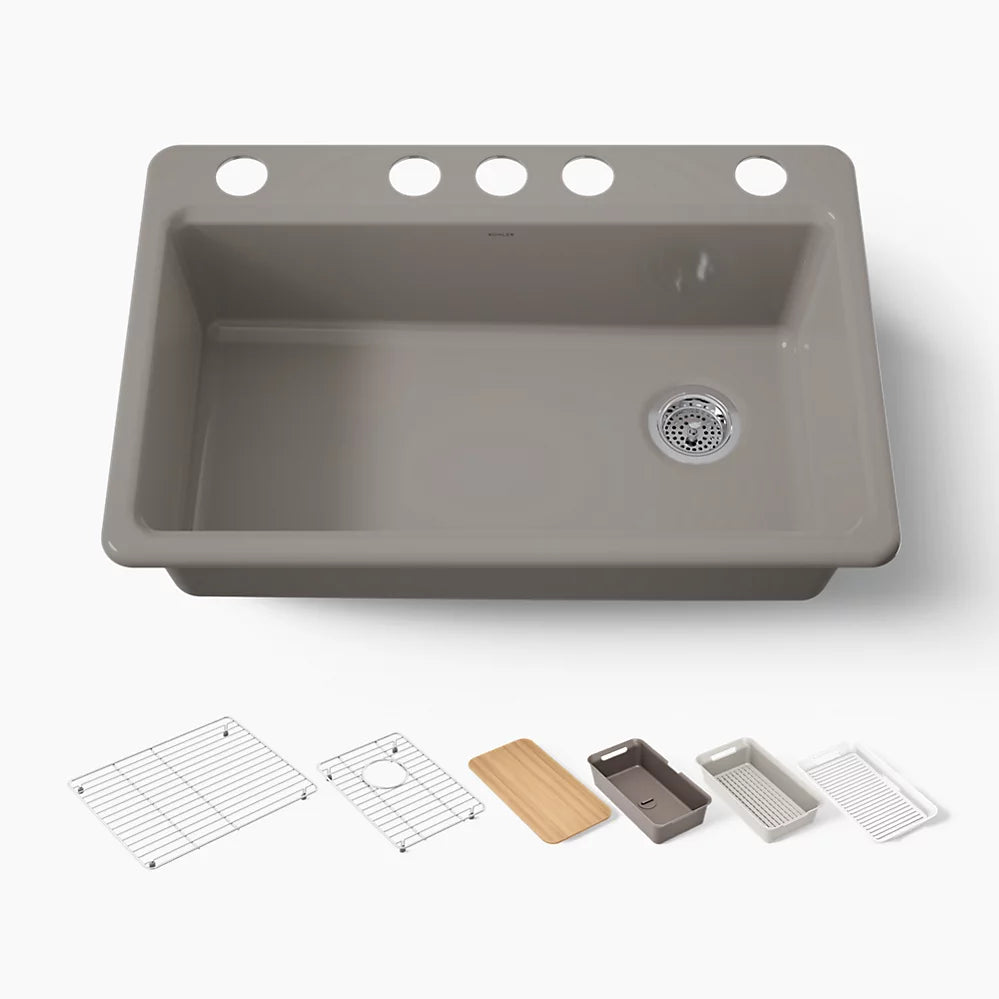 Kohler Riverby® 33" undermount single-bowl workstation kitchen sink