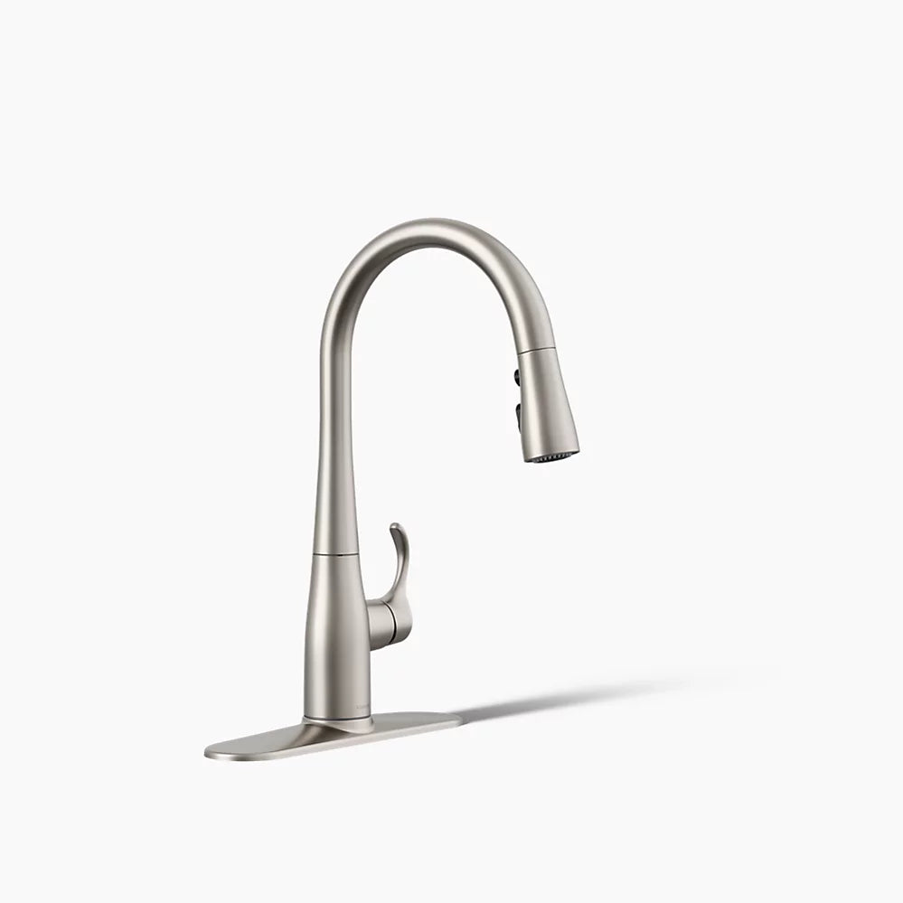 Kohler Compact pull-down kitchen sink faucet with three-function sprayhead