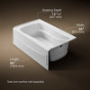 Mariposa® 60" x 36" alcove Heated BubbleMassage™ air bath, right drain