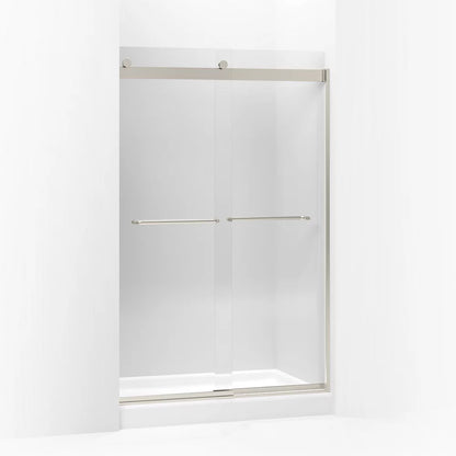 Kohler Sliding shower door, 74" H x 44-5/8 - 47-5/8" W, with 1/4" thick Crystal Clear glass
