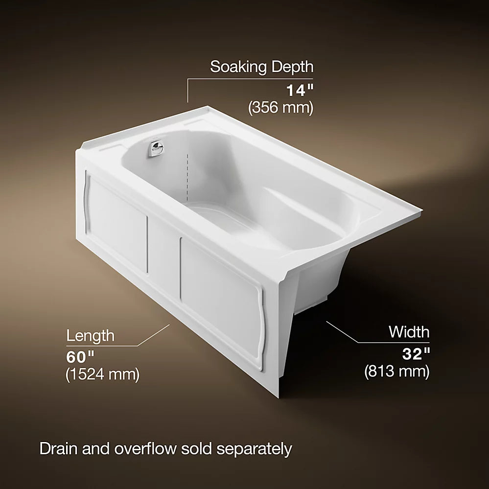 Kohler Devonshire Alcove bath, left drain