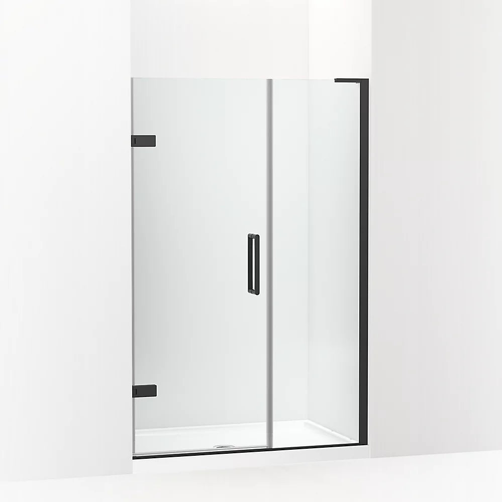 Kohler Frameless pivot shower door, 71-3/4" H x 46 - 46-3/4" W, with 3/8" thick Crystal Clear glass
