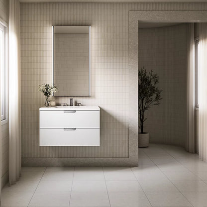 Kohler 30" wall-hung bathroom vanity cabinet with sink and quartz top