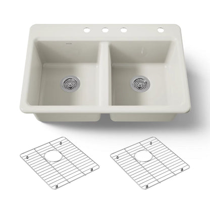 Kohler Riverby® 33" top-mount double-bowl kitchen sink