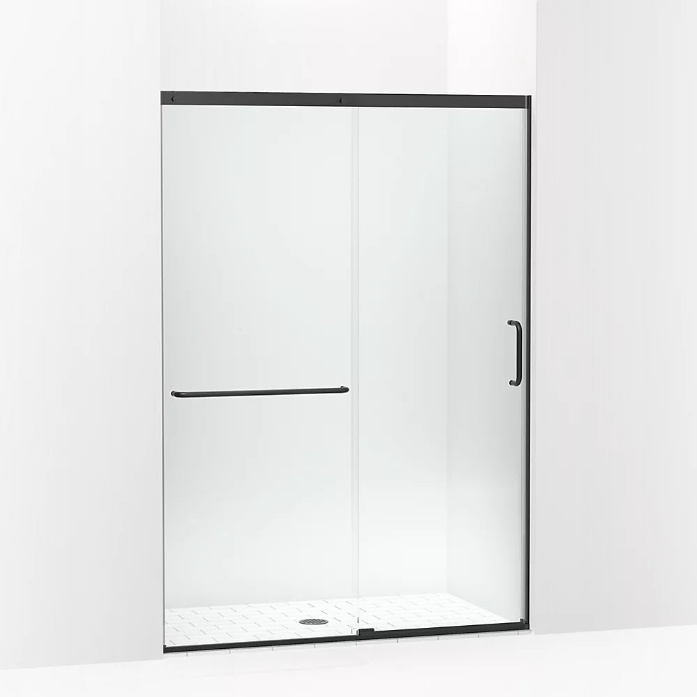 Kohler Sliding shower door, 75-1/2" H x 50-1/4 - 53-5/8" W, with heavy 5/16" thick Crystal Clear glass
