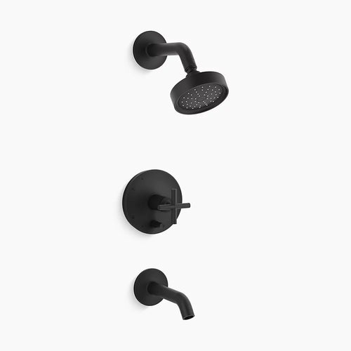Kohler Rite-Temp® bath and shower trim kit with push-button diverter and cross handle, 1.75 gpm