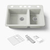 Kohler Riverby® 33" undermount double-bowl workstation kitchen sink