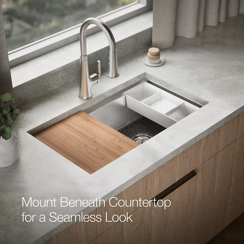 Kohler Task™ Smart Divide® Smart Divide® 33" top-/undermount double-bowl workstation kitchen sink