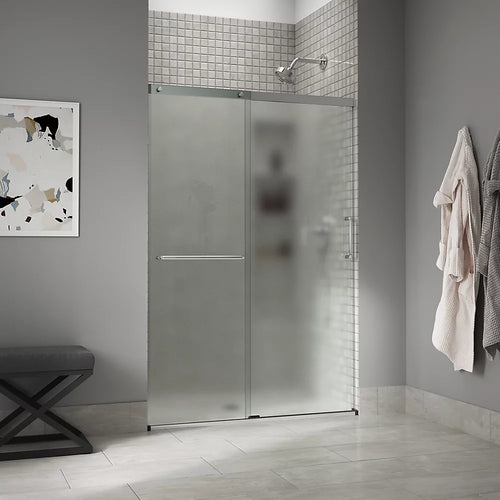 Kohler Sliding shower door, 70-1/2" H x 44-1/4 - 47-5/8" W, with 1/4" thick Frosted glass