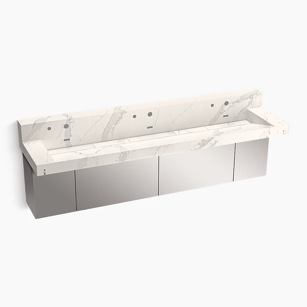 Kohler 90" wall-mount trough lavatory system with backsplash