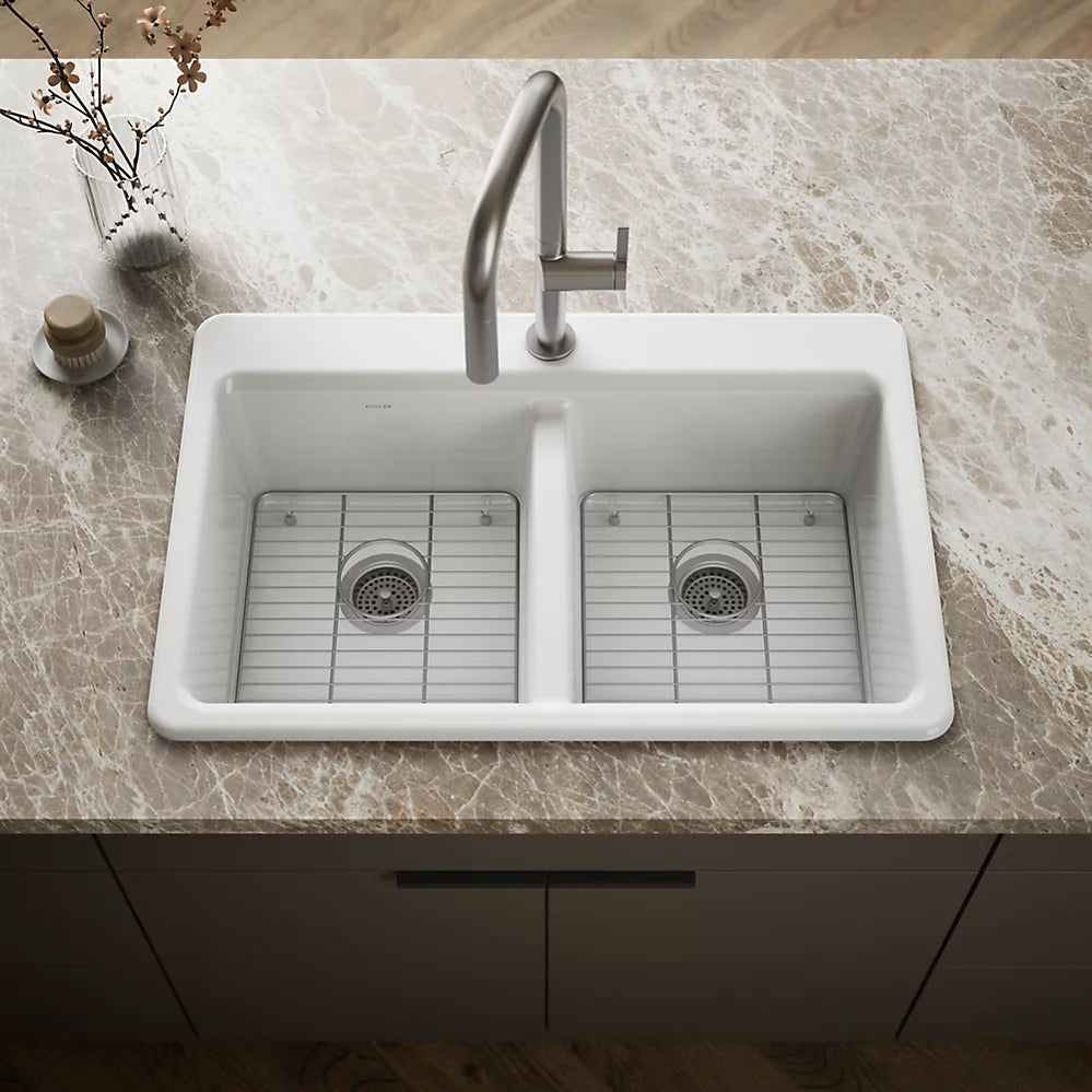 Kohler Riverby® 33" top-mount double-bowl kitchen sink