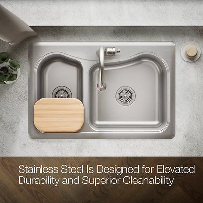 Kohler Staccato™ 33" top-mount double-bowl kitchen sink