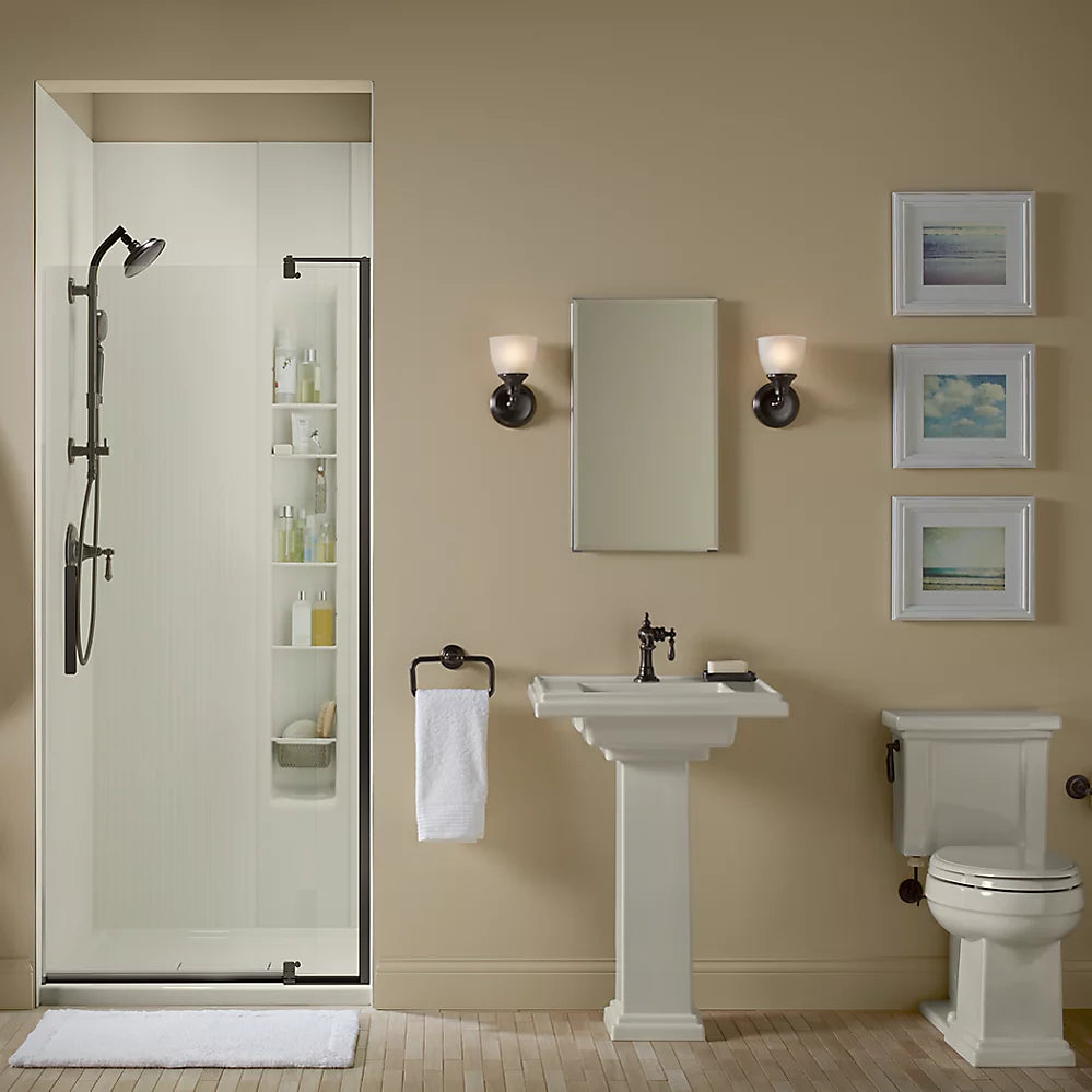 Kohler Pivot shower door, 74" H x 31-1/8 - 36" W, with 5/16" thick Crystal Clear glass