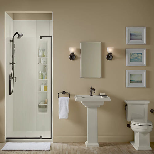 Kohler Pivot shower door, 74" H x 31-1/8 - 36" W, with 5/16" thick Crystal Clear glass