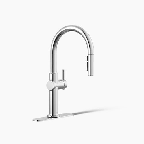 Kohler Touchless pull-down kitchen sink faucet with three-function sprayhead