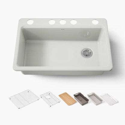 Kohler Riverby® 33" undermount single-bowl workstation kitchen sink