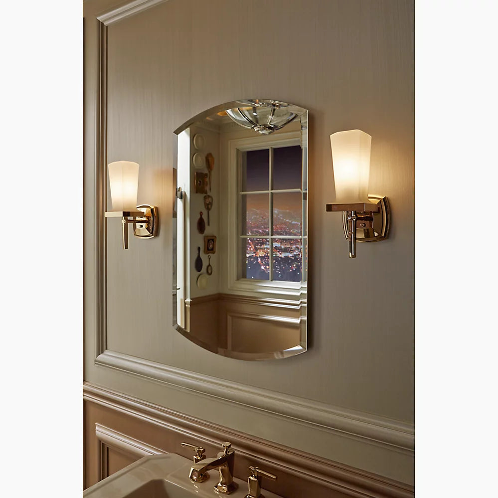 Kohler 20" W x 31" H aluminum single-door medicine cabinet, beveled edges