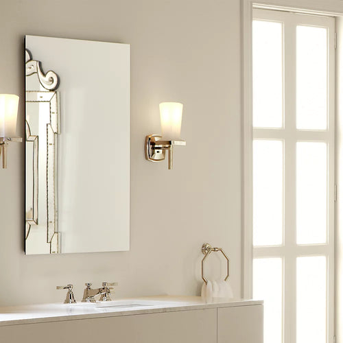 Kohler 24-1/8" W x 36-1/8" H aluminum single-door medicine cabinet with 107 degree hinge