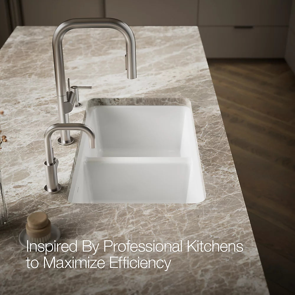 Kohler Riverby® 33" undermount double-bowl workstation kitchen sink