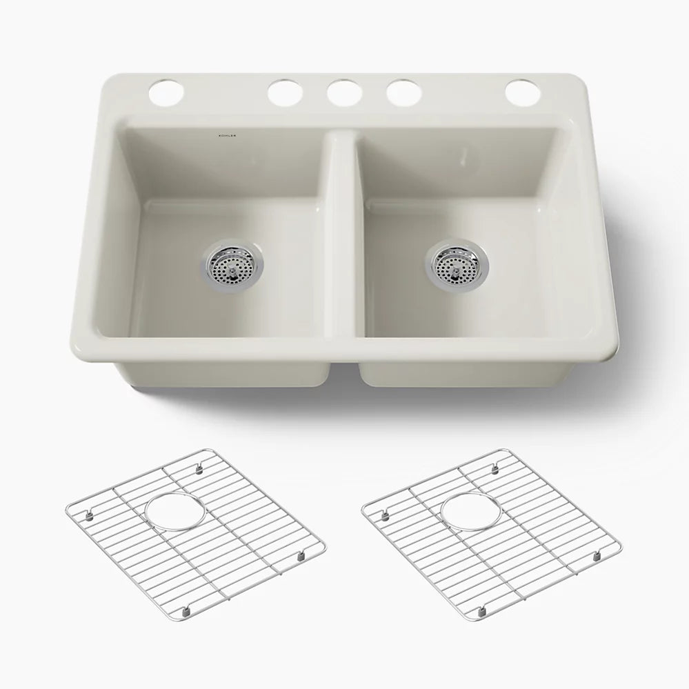 Kohler Riverby® 33" undermount double-bowl kitchen sink
