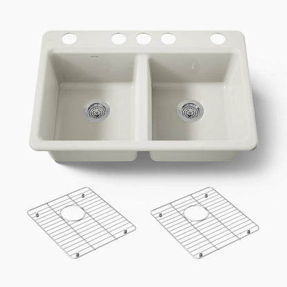 Kohler Riverby® 33" undermount double-bowl kitchen sink