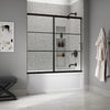 Kohler Sliding bath door, 56-3/4" H x 56-1/4 - 59-5/8" W with heavy 5/16" thick Crystal Clear glass with rectangular grille pattern
