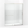 Kohler Sliding shower door, 75-1/2" H x 62-1/4 - 65-5/8" W with heavy 5/16" thick Crystal Clear glass with privacy band