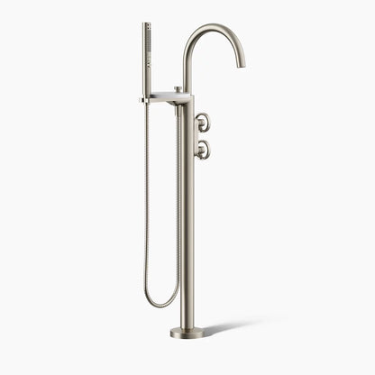 Kohler Floor-mount bath filler trim with industrial handles and handshower