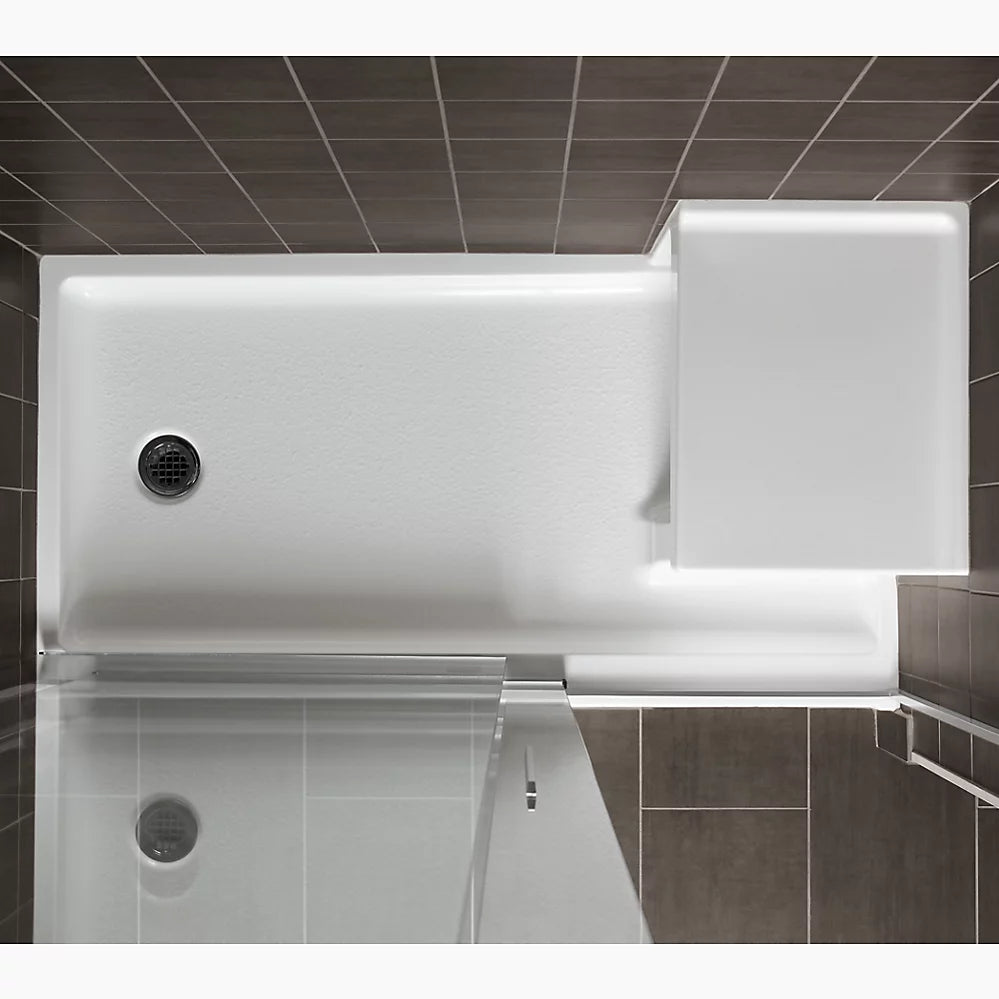 Kohler Tresham® 60" x 32" alcove shower base, left drain