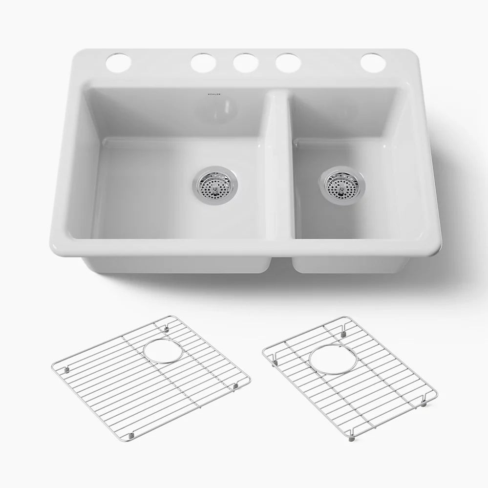 Kohler Riverby® 33" undermount double-bowl kitchen sink