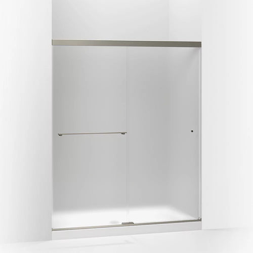 Kohler Sliding shower door, 70" H x 56-5/8 - 59-5/8" W, with 1/4" thick Frosted glass