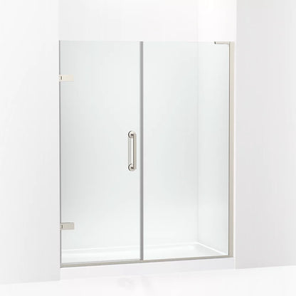Kohler Frameless pivot shower door, 71-3/4" H x 58 - 58-3/4" W, with 3/8" thick Crystal Clear glass