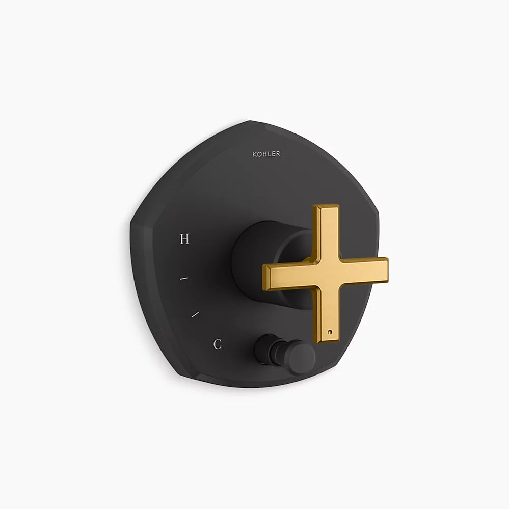 Kohler Rite-Temp® valve trim with push-button diverter and cross handle