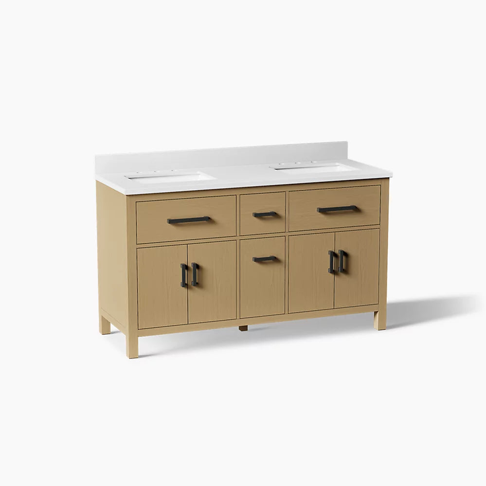 Kohler Kresla Cabinet With Sinks And Quartz Top 60-Inch Double-Sink Bathroom Vanity