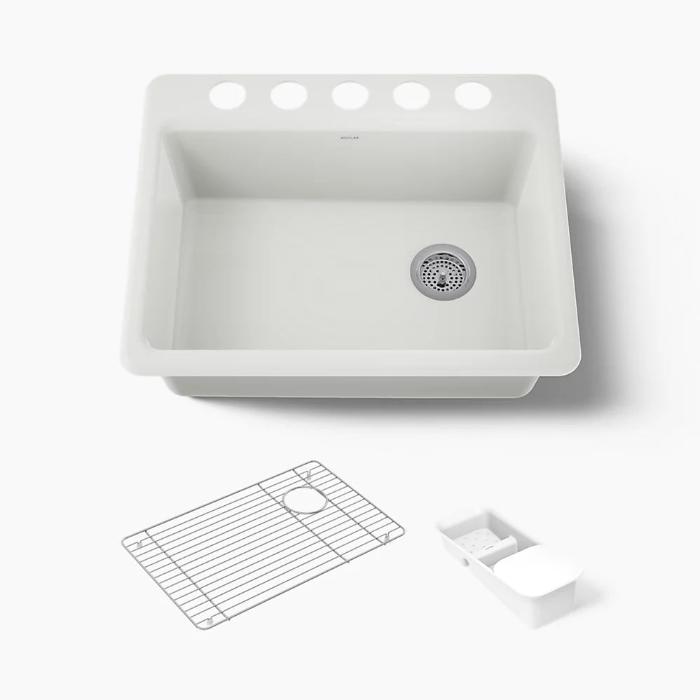 Kohler Riverby® 27" undermount single-bowl workstation kitchen sink