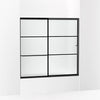 Kohler Sliding bath door, 56-3/4" H x 56-1/4 - 59-5/8" W with heavy 5/16" thick Frosted glass with rectangular grille pattern