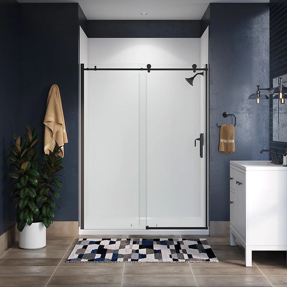Kohler Sliding shower door, 78" H x 56-1/8 - 59-7/8" W, with 3/8" thick Crystal Clear glass