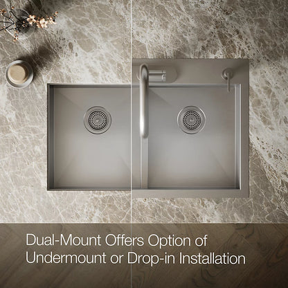 Kohler Vault™ Smart Divide® 33" top-/undermount double-bowl kitchen sink