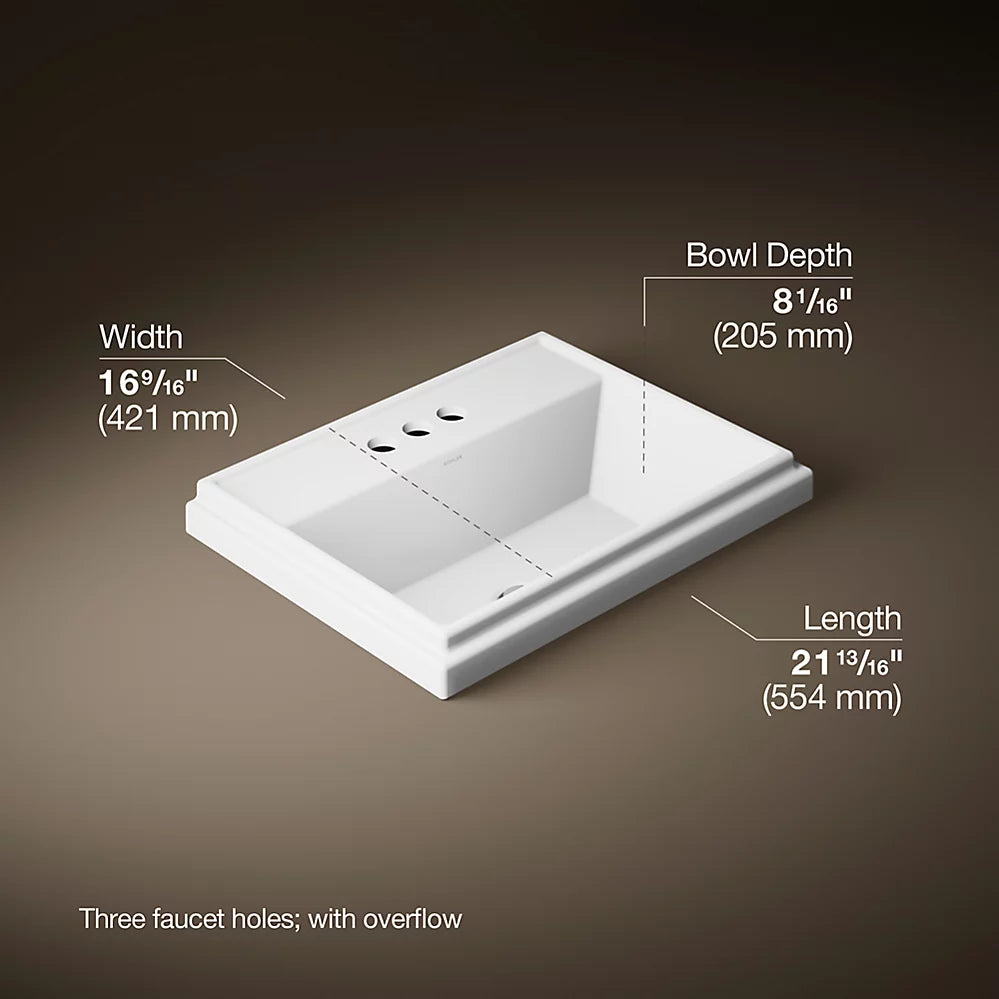Kohler 21-3/4" rectangular drop-in bathroom sink