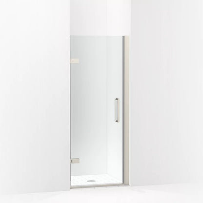 Kohler Frameless pivot shower door, 71-5/8" H x 27-5/8 - 28-3/8" W, with 3/8" thick Crystal Clear glass