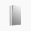 Kohler 15" W x 26" H aluminum single-door medicine cabinet with mirrored door, beveled edges