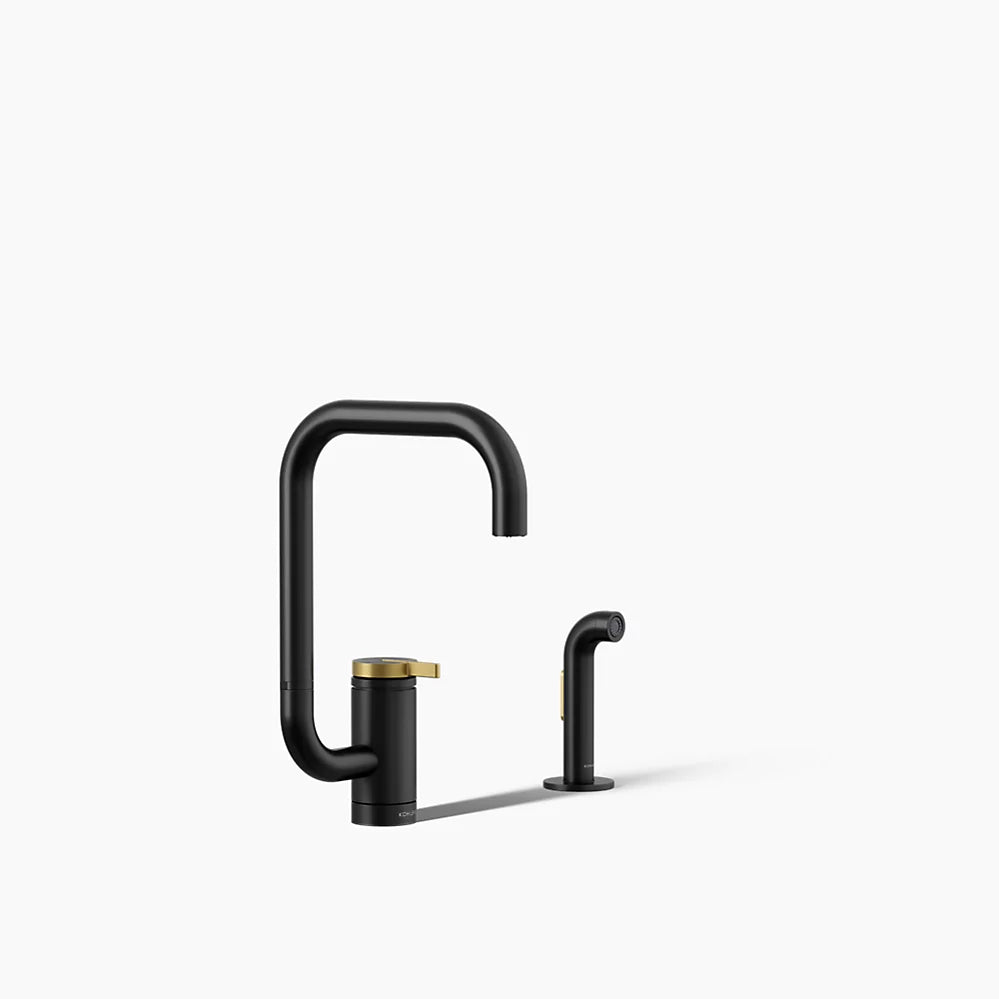 Kohler Single-handle kitchen sink faucet with two-function extended-reach spout and side sprayer