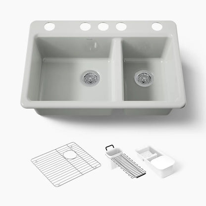 Kohler Riverby® 33" undermount double-bowl workstation kitchen sink