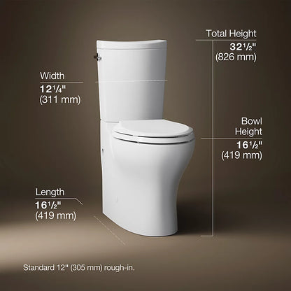 Kohler Two-piece elongated toilet with skirted trapway, dual-flush