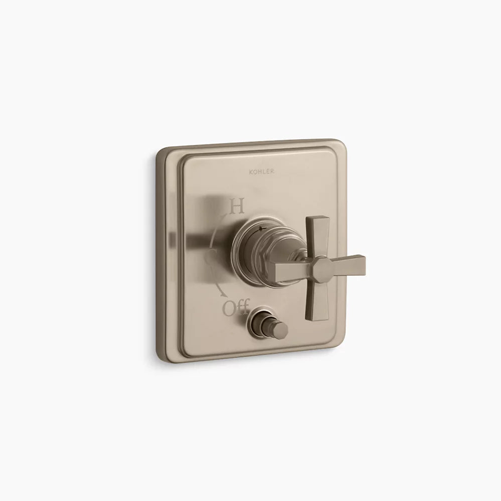 Kohler Rite-Temp® valve trim with push-button diverter and cross handle
